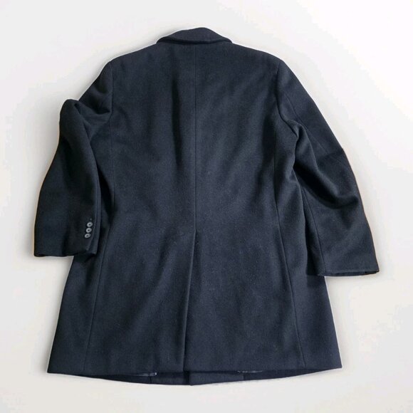 Lauren Ralph Lauren Overcoat Men 42R Black Wool Cashmere Blend Lined Preppy FLAW - Picture 16 of 16